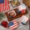 600 Pcs Patriotic Square Cupcake Liners Cupcake wrappers with red, white, and blue stars for July 4th.
